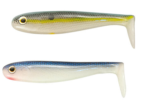 Hollow Shad 7,5 cm | Blauw | Geel
