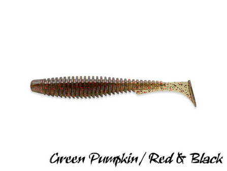 FishUp U-Shad Softbait 7,5 cm | Green Pumpkin / Red &amp; Black