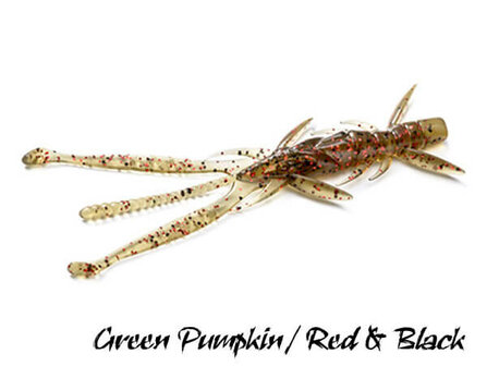 FishUp Shrimp Softbait 7,5 cm | Green Pumpkin / Red &amp; Black