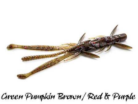 FishUp Shrimp Softbait 7,5 cm | Green Pumpkin Brown / Red &amp; Purple