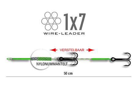 Stalen onderlijn 2 dreggen (40 cm)