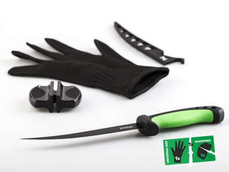 RVS Fileermes + Fileerhandschoen + Messenslijper Inhoud