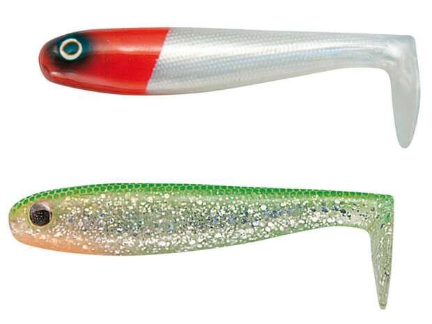 Hollow Shad 10 cm | Rood / Wit | Groen