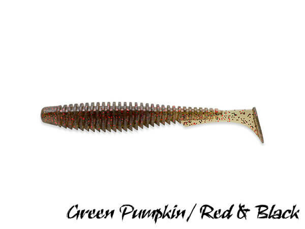 FishUp U-Shad Softbait 7,5 cm | Green Pumpkin / Red & Black