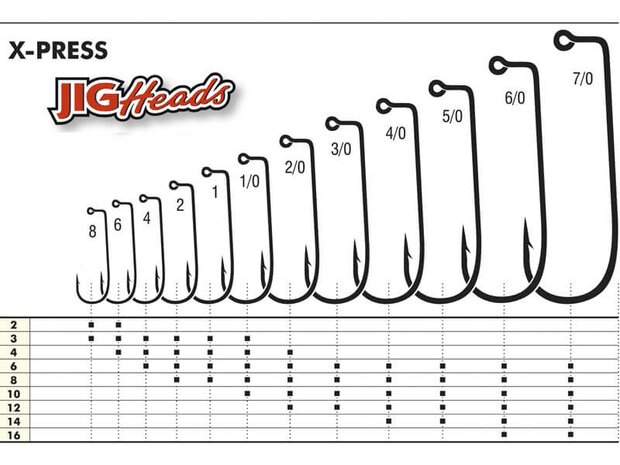 Kamatsu Jigkoppen Jighead X-Press Maat 1 - 8 | Loodkoppen 3 st.