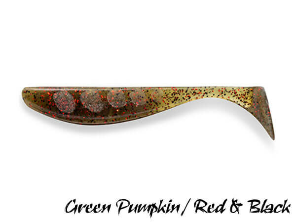 FishUp Wizzle Shad 8,0 cm | Green Pumpkin / Red & Black