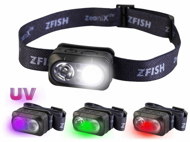 Oplaadbare Hoofdlamp Zeonix UV 500 lumen + Opberghoes